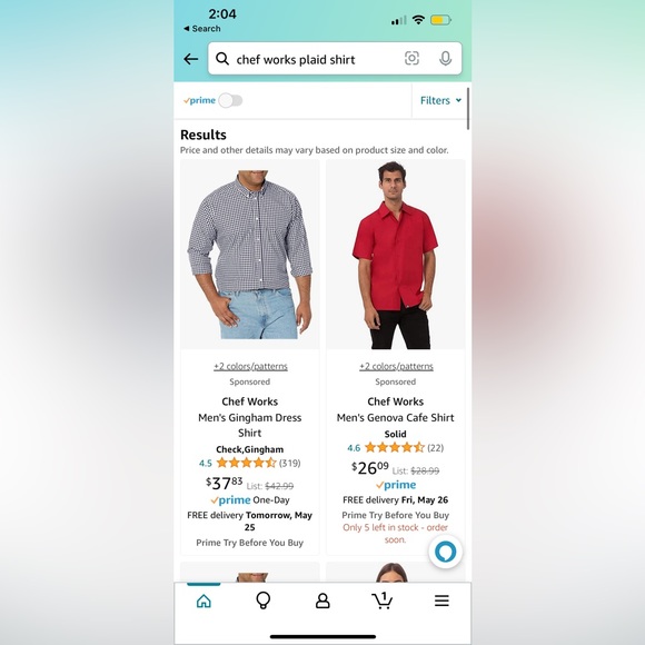 NWT Chef Works Plaid Gingham Dress Shirt Medium - Picture 6 of 6